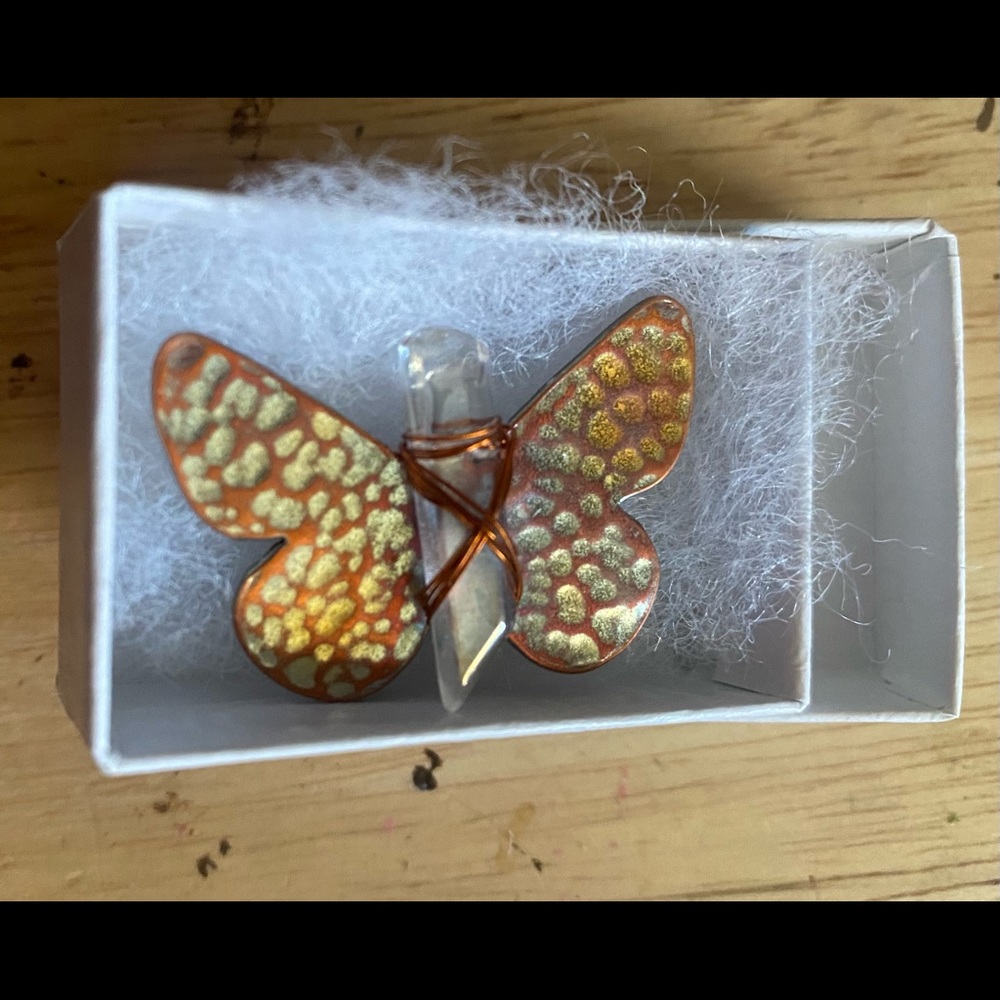 New Mexican Artist Copper and Quartz Butterfly